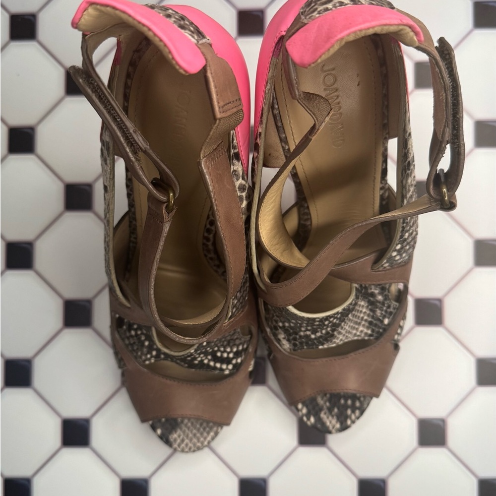 Stylish Brown and Pink Women's Heels - Picture 2 of 4